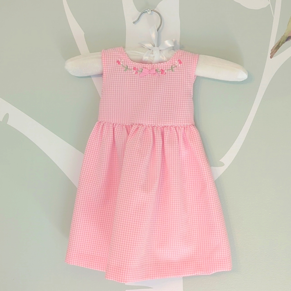 Bonnie Baby Dress Pink Gingham Floral Embroidery 18 mo